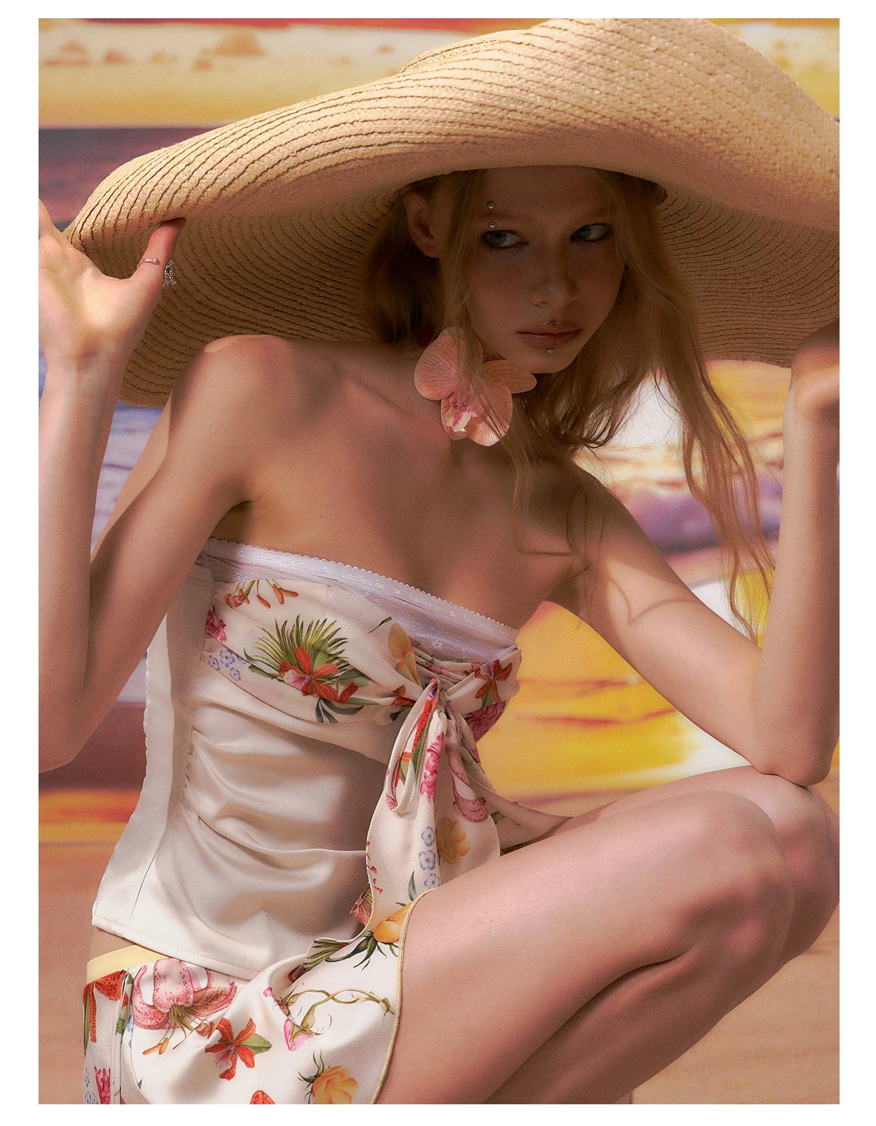 Printed Bandeau Top & Mini Skirt Set