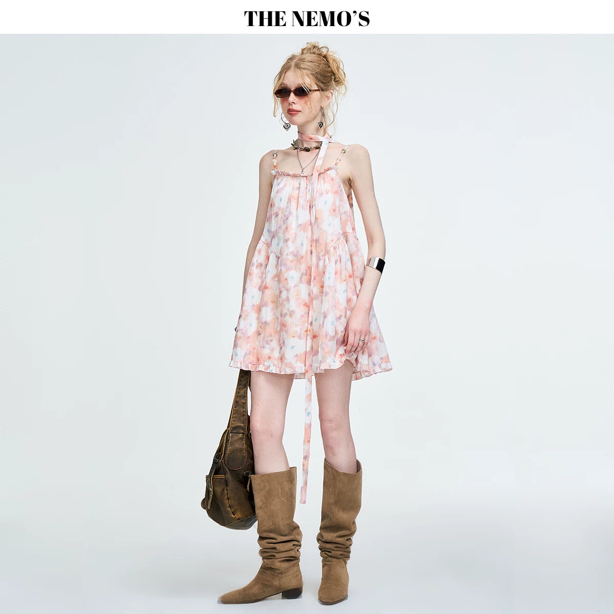 Pink Floral A-Line Camisole Dress