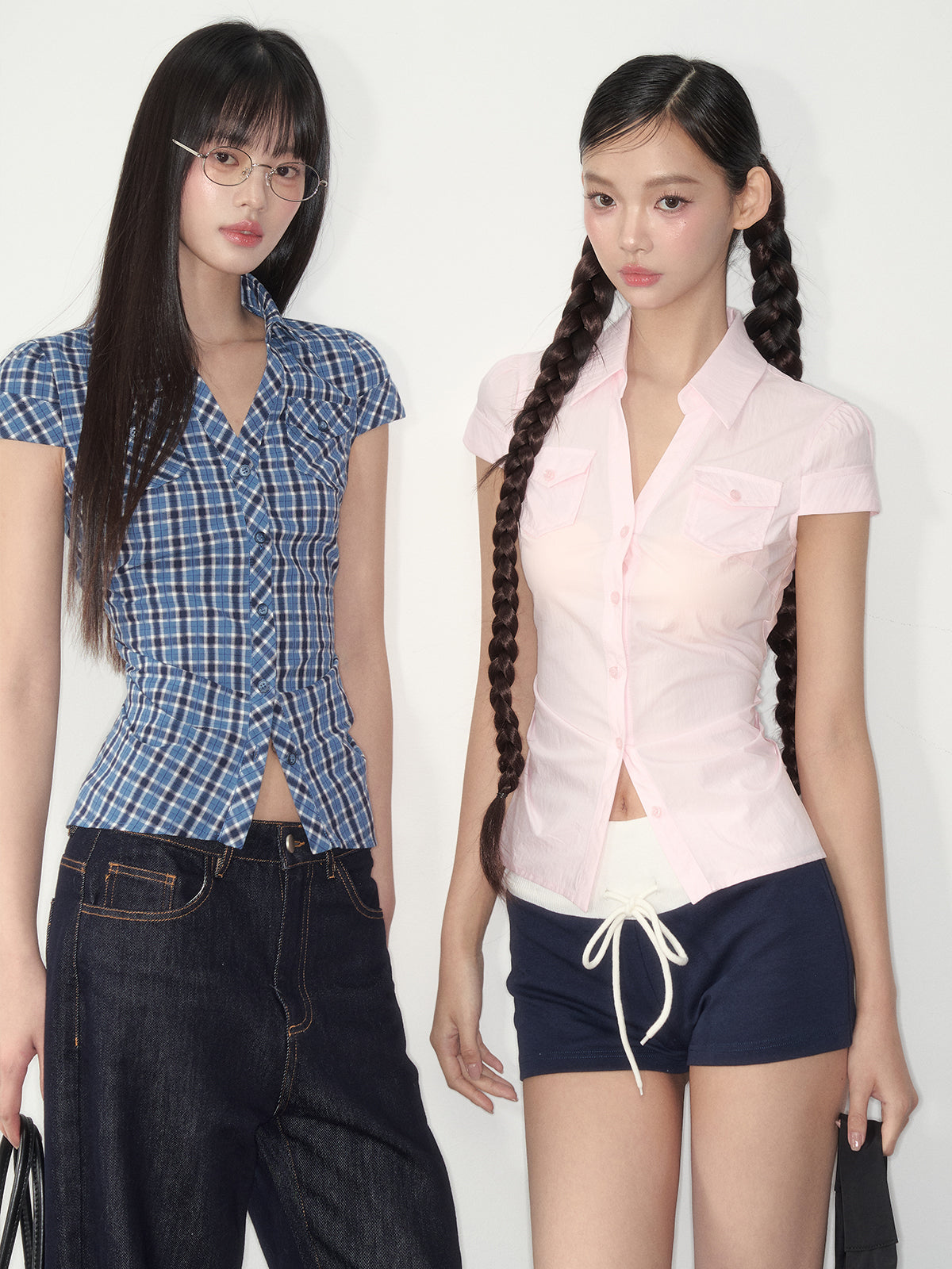 Blue & Pink Fitted Pocket Shirt - CHINASQUAD