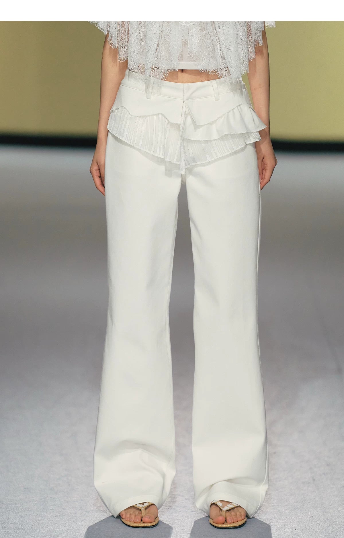 Ballet Lace-Trim Deconstructed Flare Pants