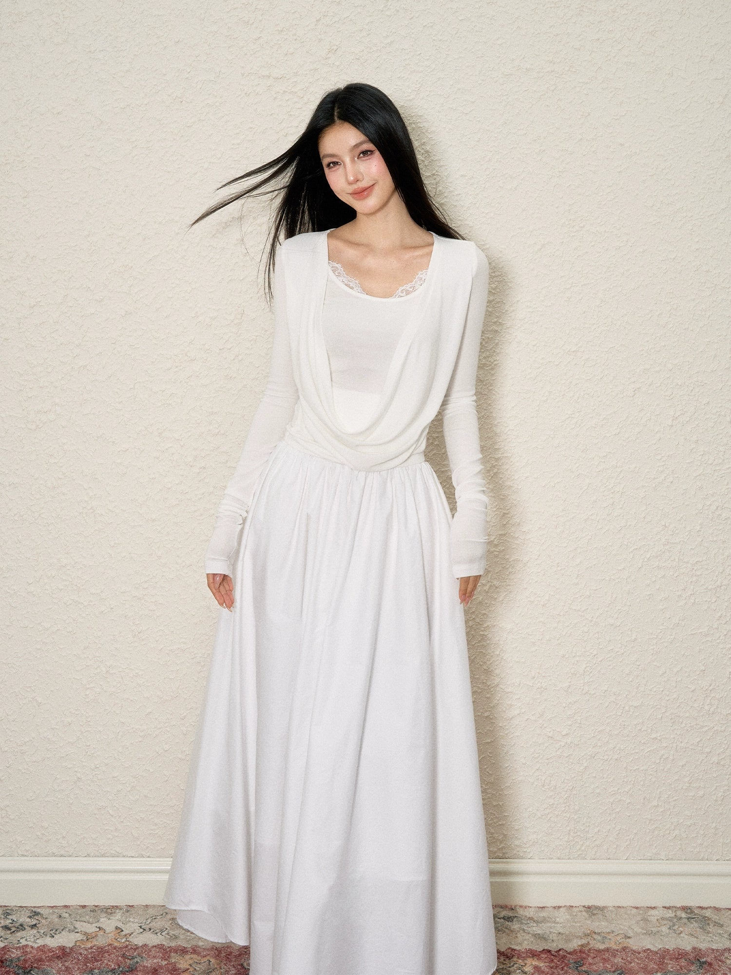 Modal Wool Blend Lace Panel Top - CHINASQUAD