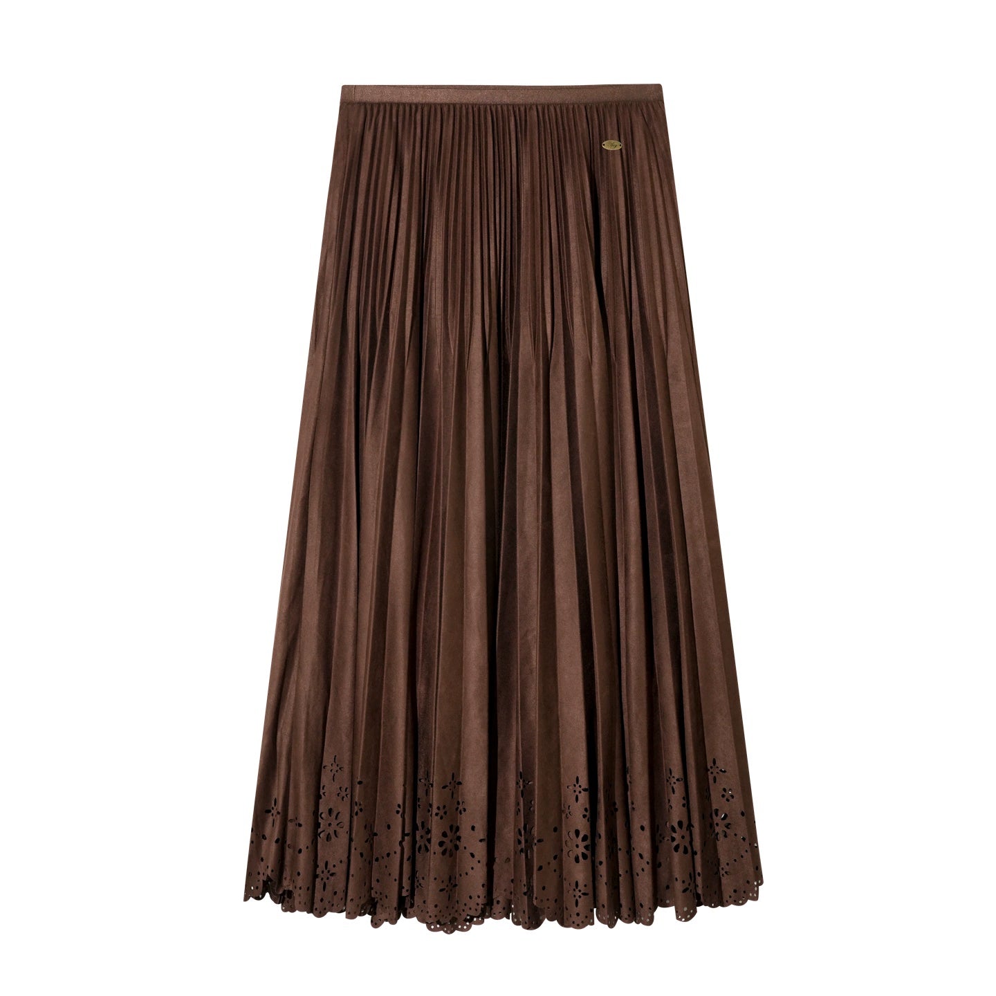 Suede Pleated Midi Skirt
