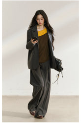 Charcoal Tailored Oversized Blazer - CHINASQUAD