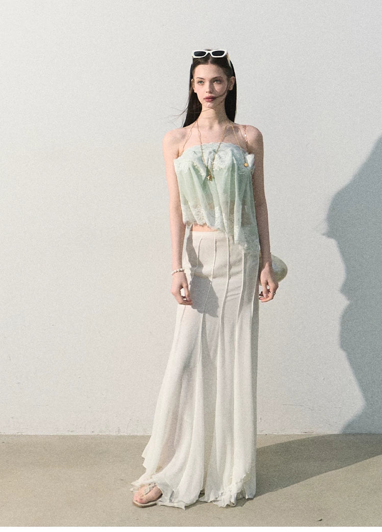 Quiet Fruit Lace Off-Shoulder Bandeau Bustier