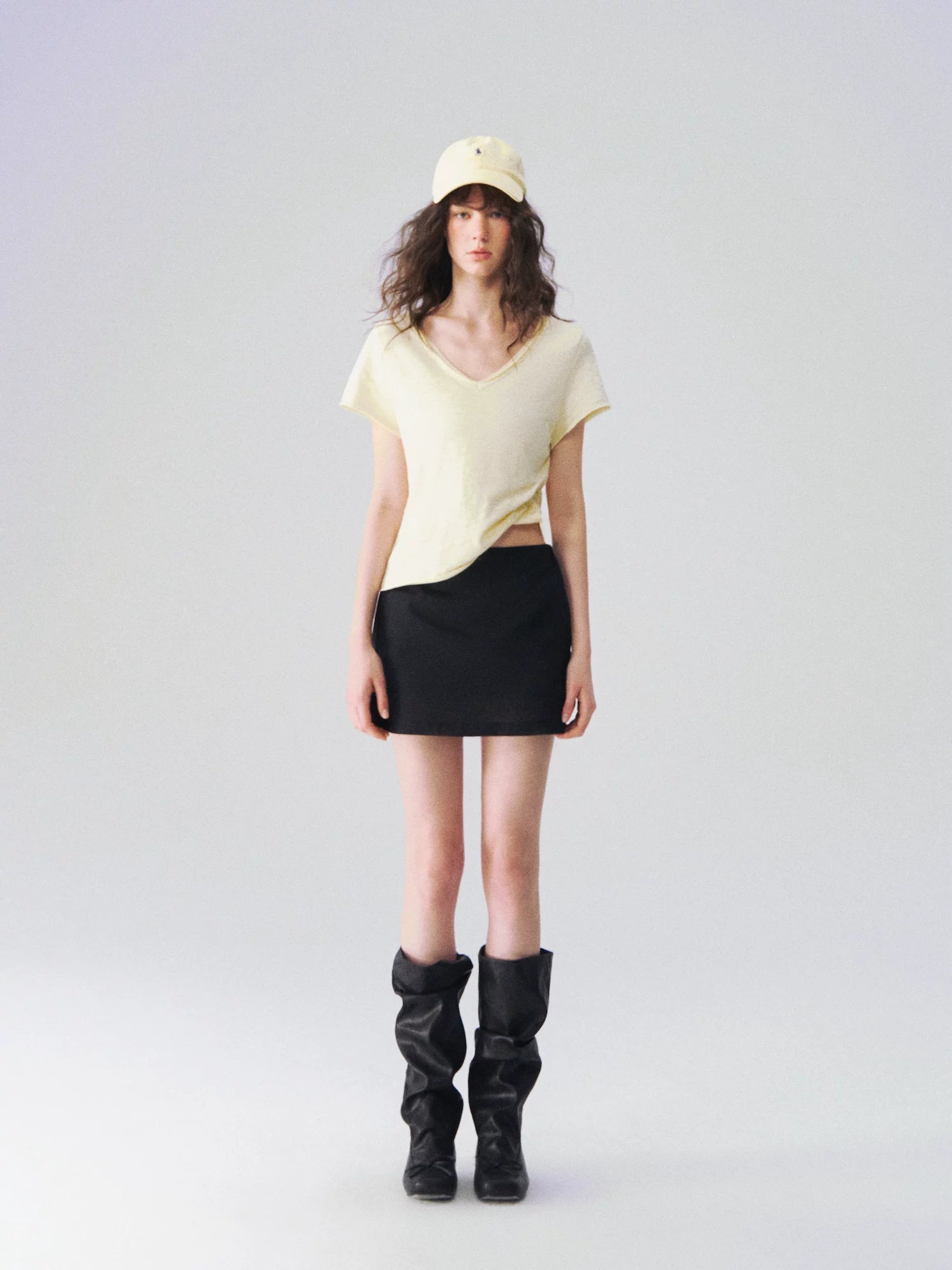 Slub Cotton Minimalist V-Neck Tee