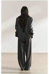 Charcoal Tailored Oversized Blazer - CHINASQUAD