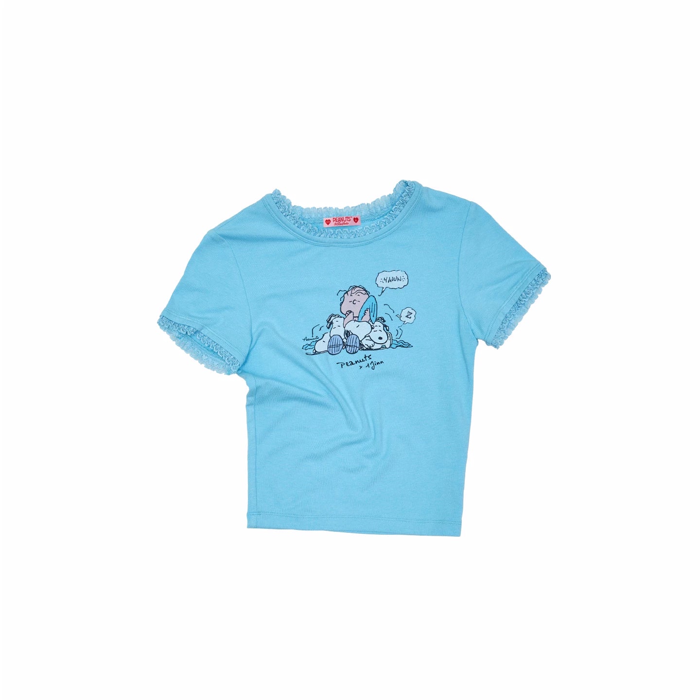 Snoopy Collaboration Lace-Trim Fitted Graphic T-Shirt