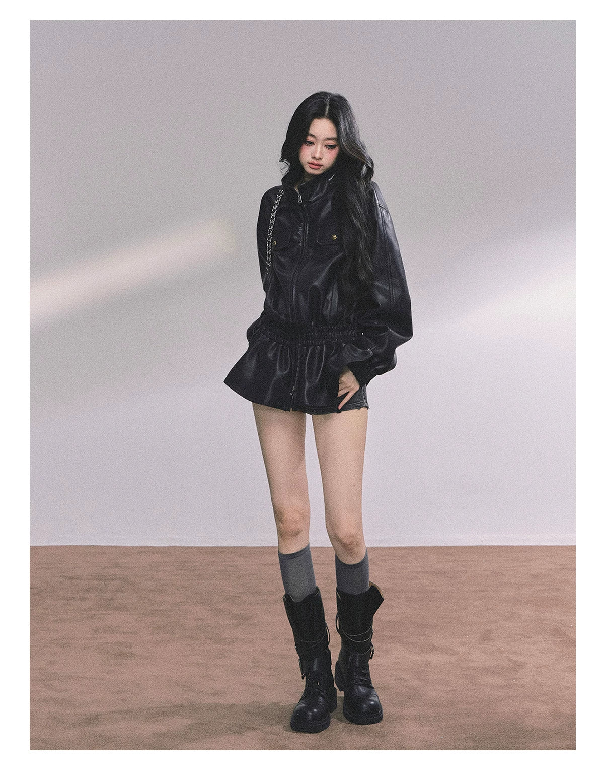 Desert Edge PU Leather Stand-Collar Jacket