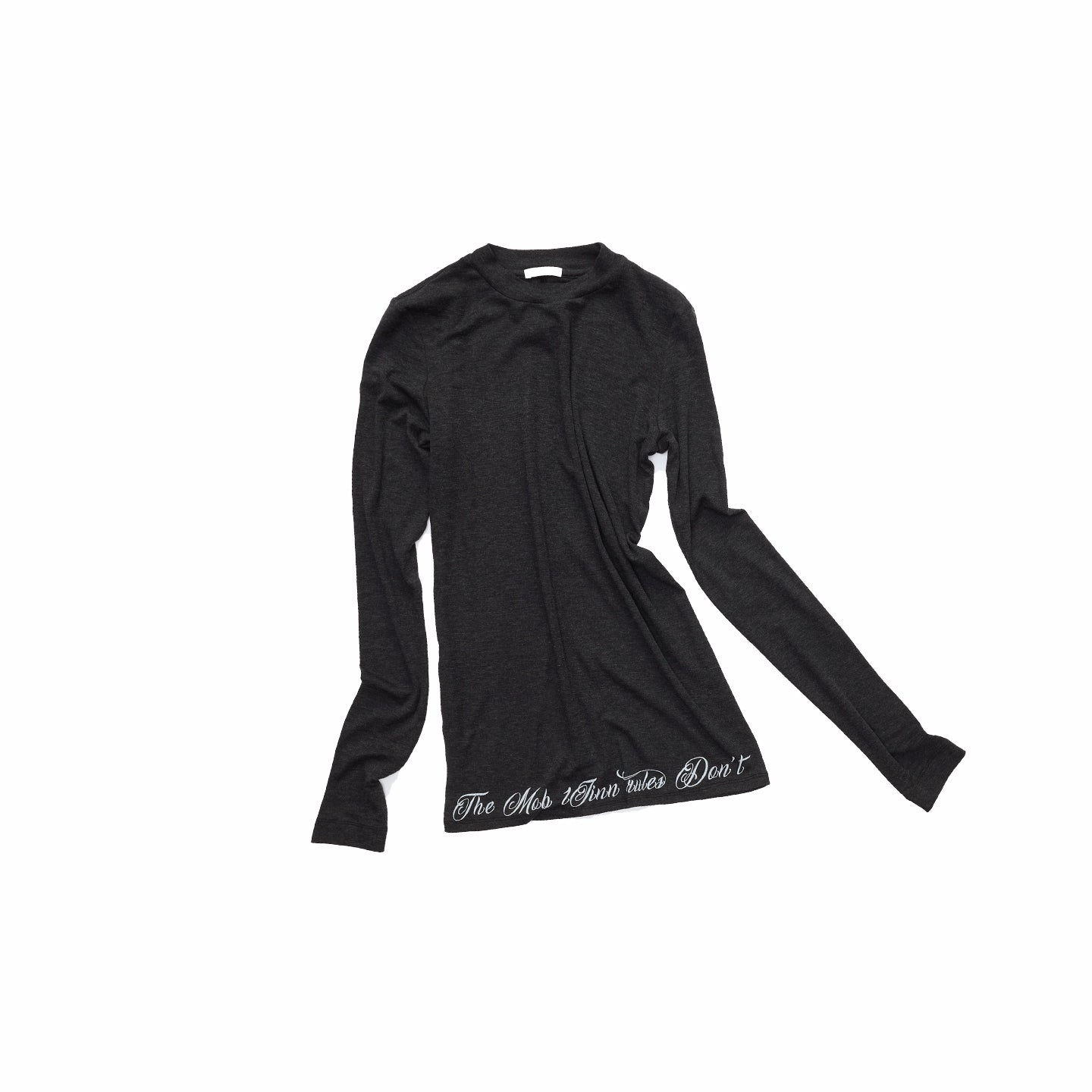 Basic Round-Neck Letter Print Semi-Sheer T-Shirt - CHINASQUAD