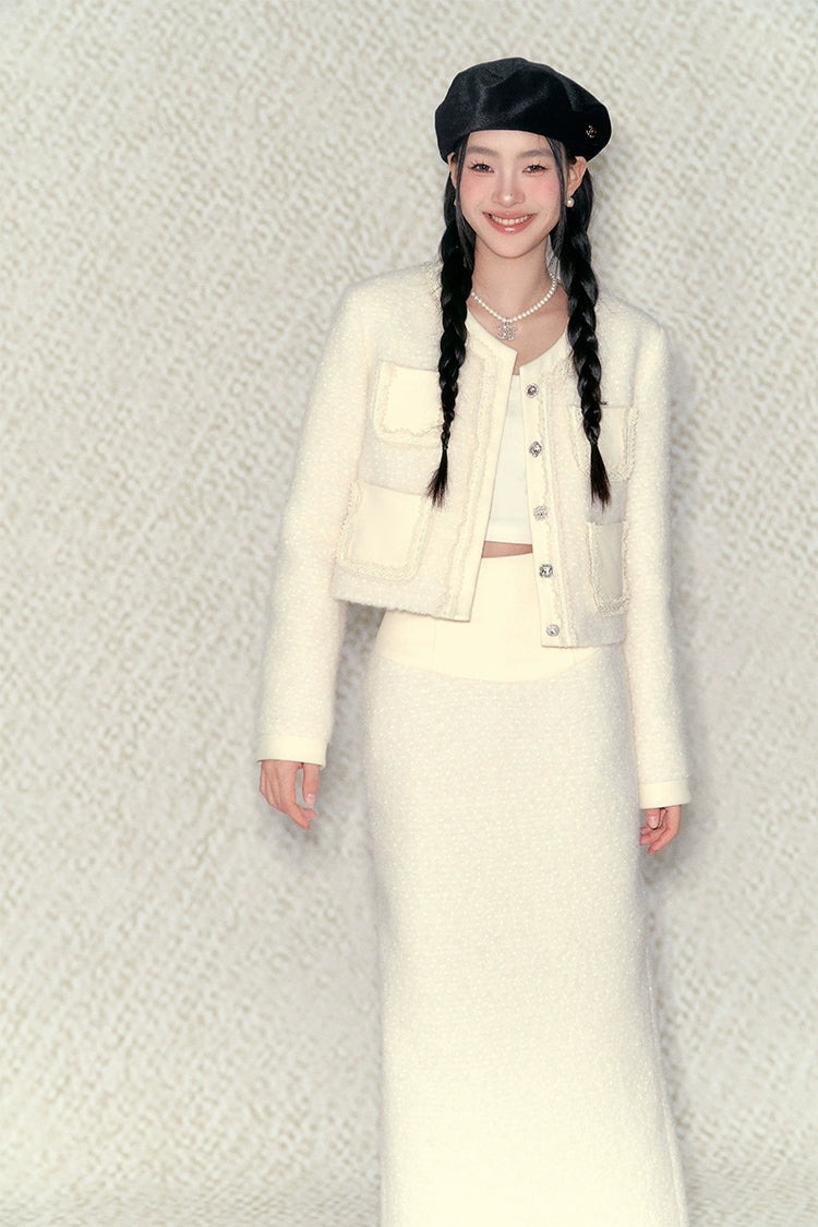 High-waisted Jacket & Midi Skirt Set - CHINASQUAD
