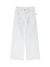 White Cotton Low Waist Wide Leg Jeans - CHINASQUAD