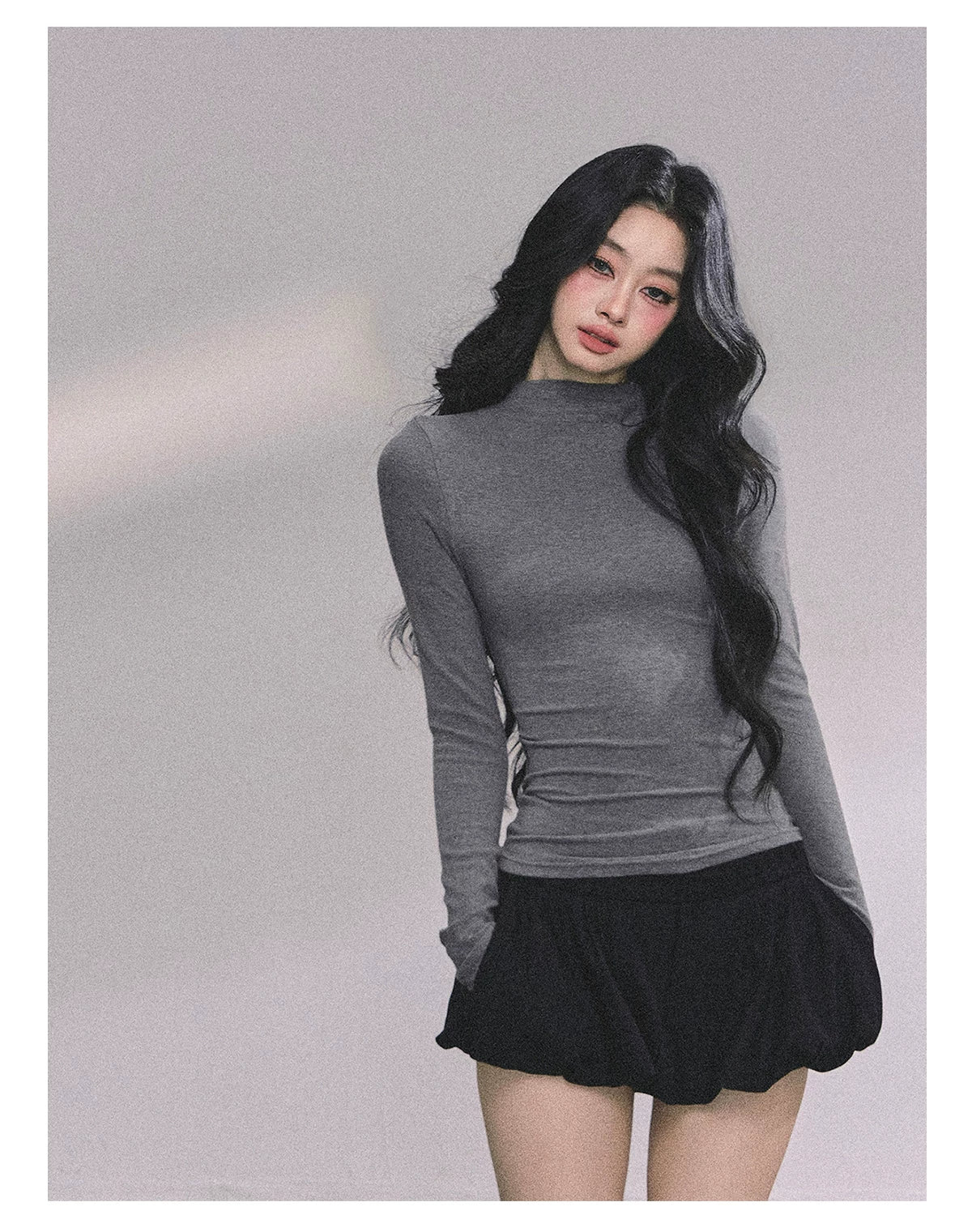 French High-Neck Knit Sweater