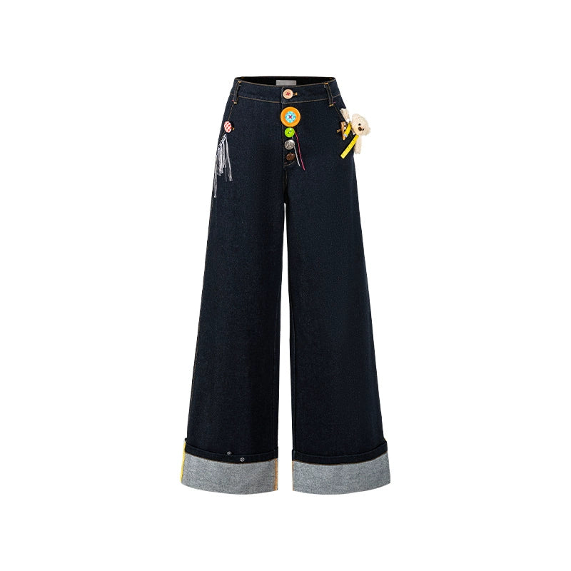 Tailor Bear Wide-Leg Denim Trousers