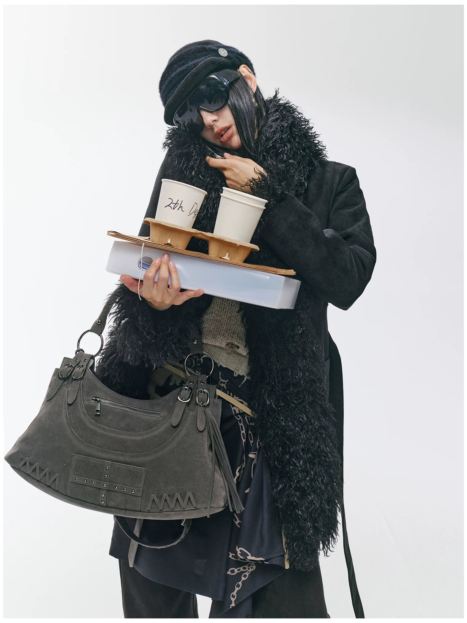 Vintage Studded Fringe Punk Shoulder Bag