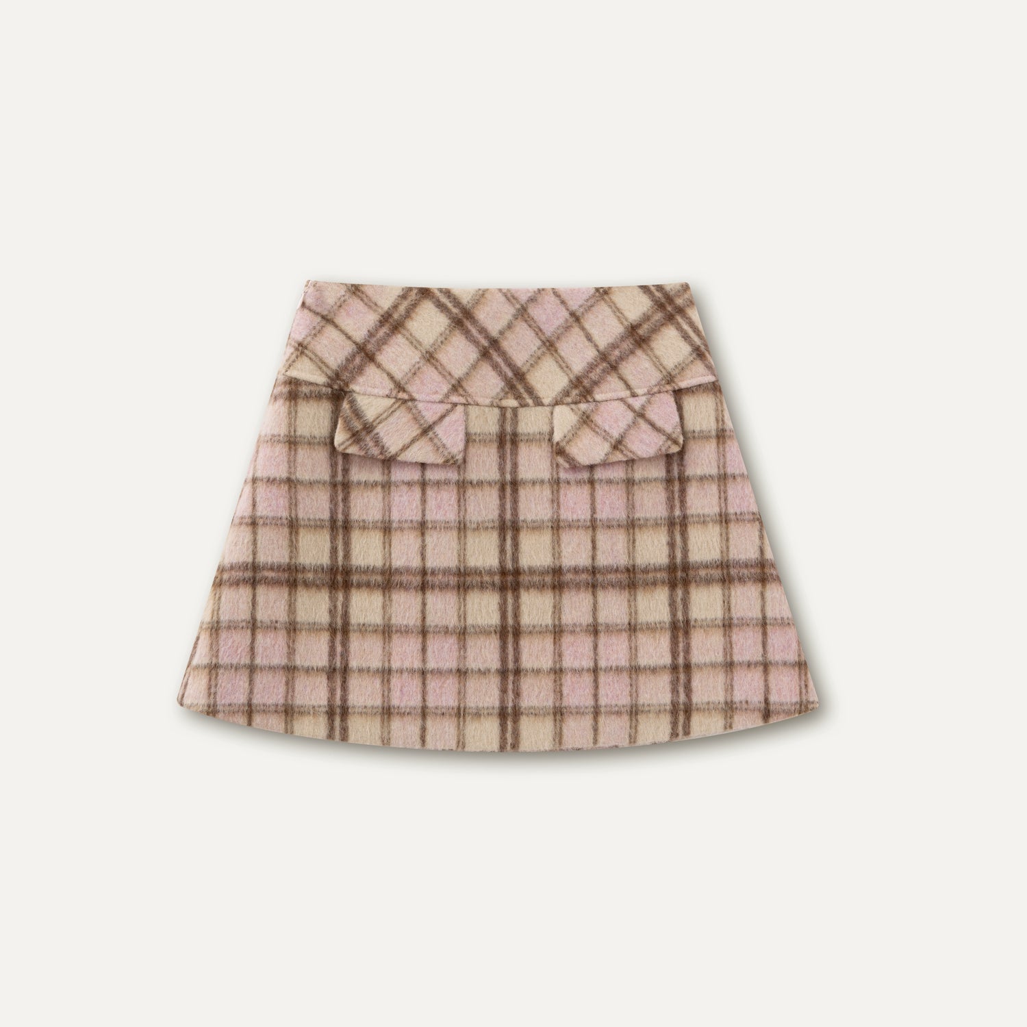 Wool Plaid A-Line Skirt - CHINASQUAD