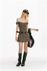 Draped Off-Shoulder Mini Dress - CHINASQUAD