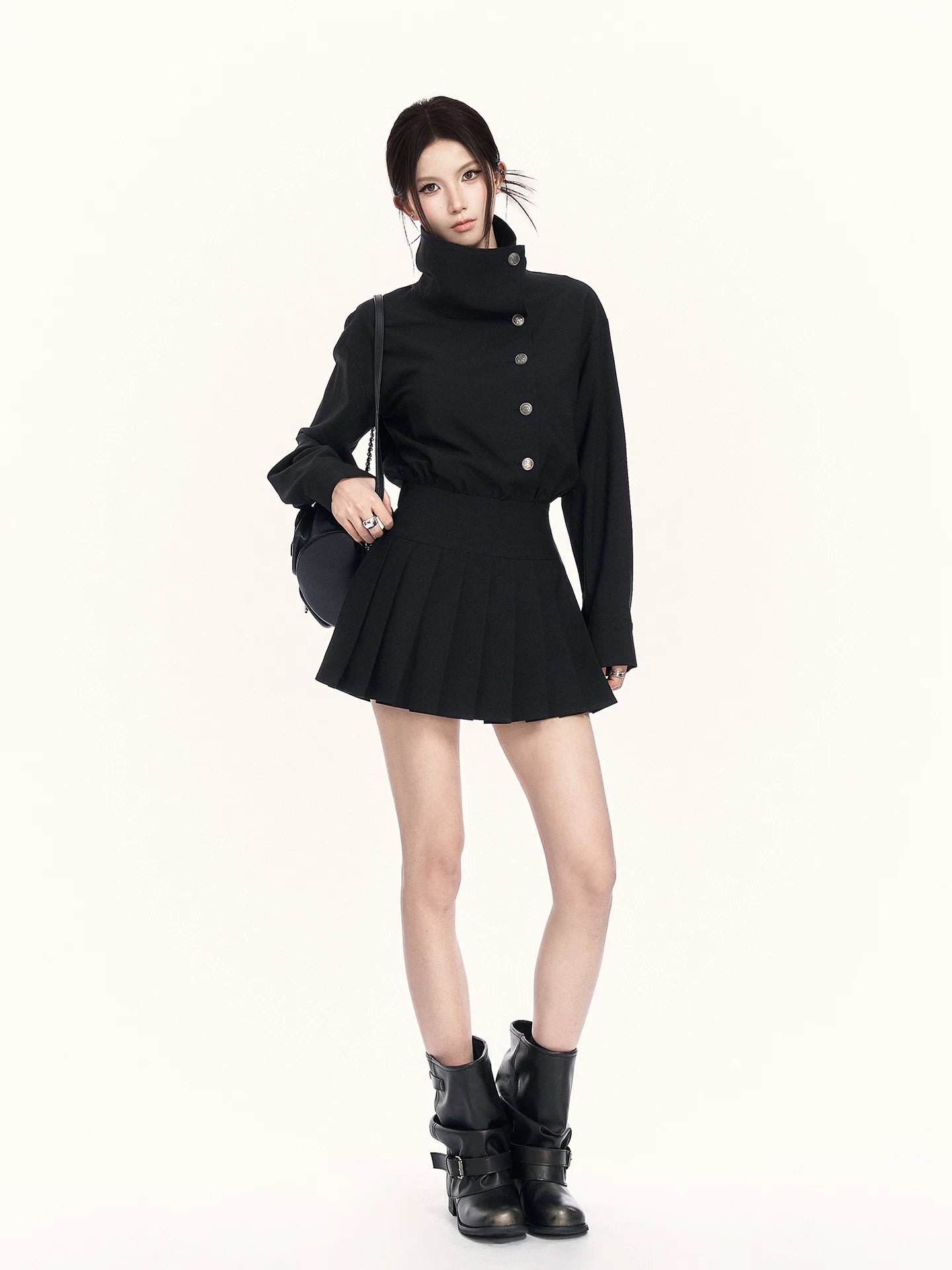 Trench-Inspired Pleated Waist Dress