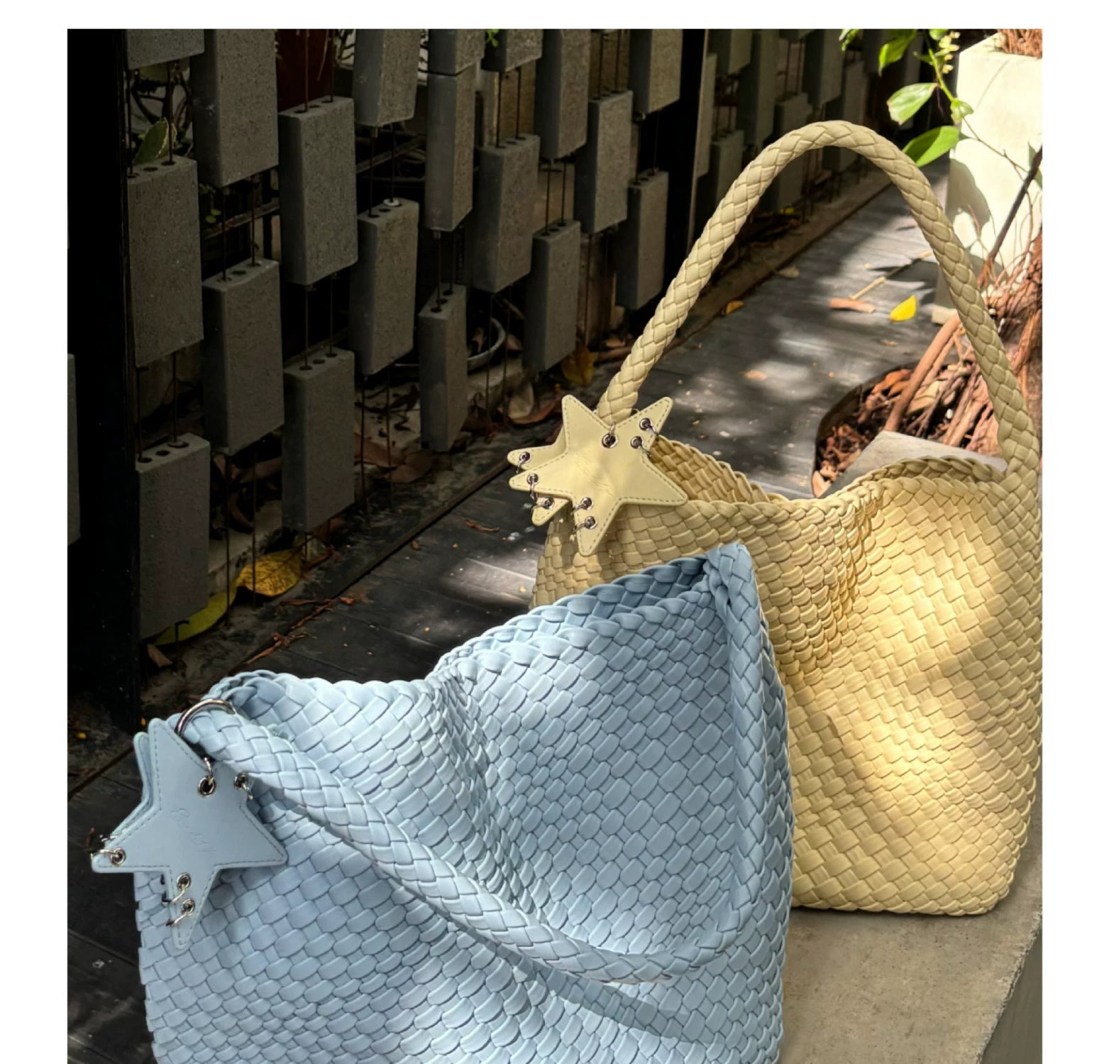 Medium Woven Tote Shoulder Bag ECODAY