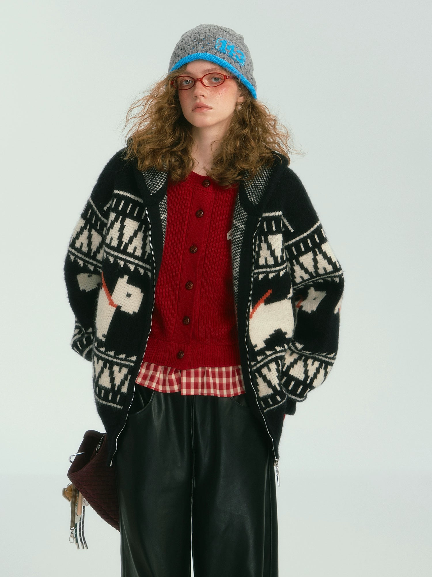 (Final Sale) Plaid Trim Cardigan Sweater - CHINASQUAD