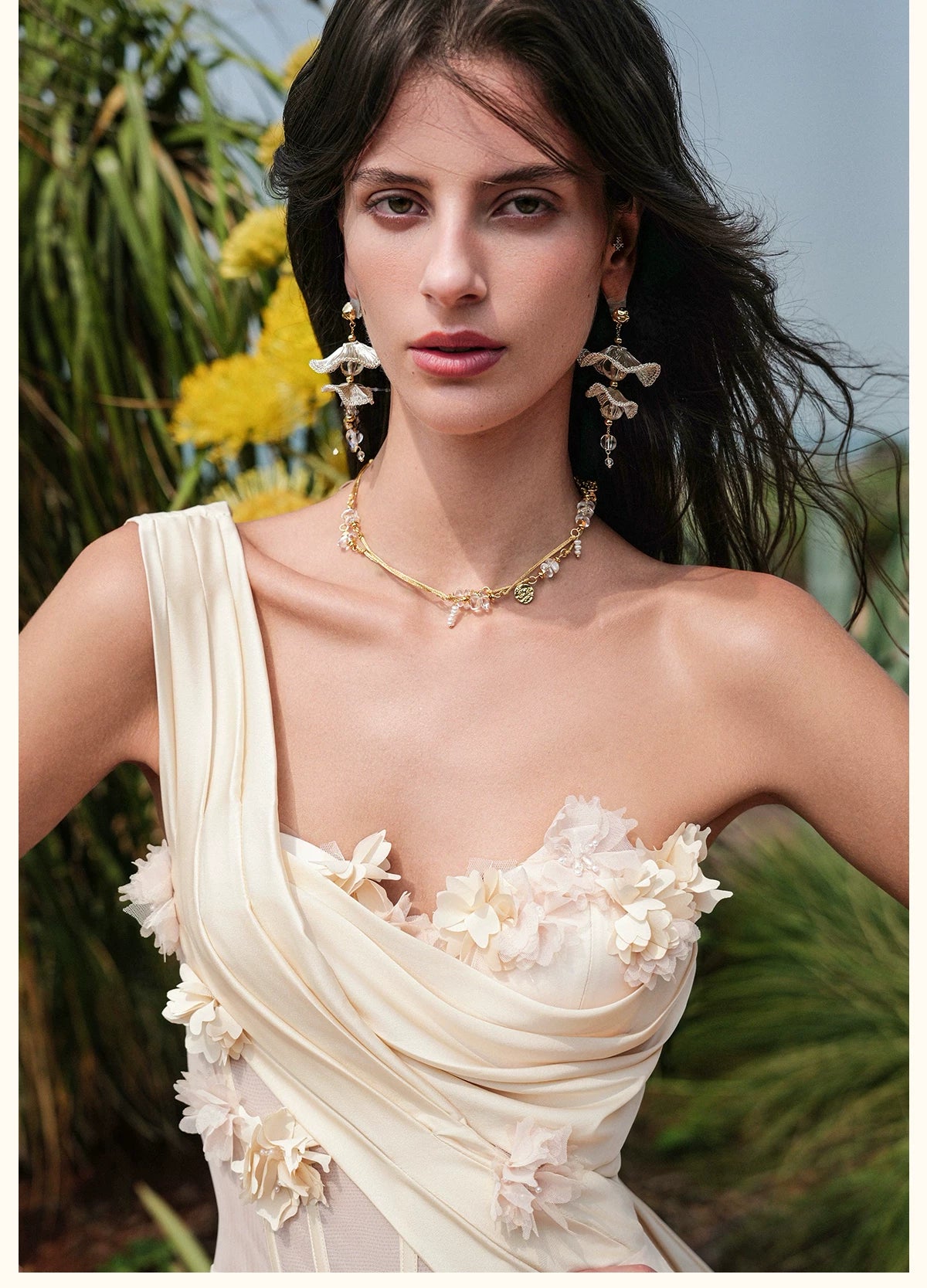 Sculpted Mesh Strapless Mermaid Dress