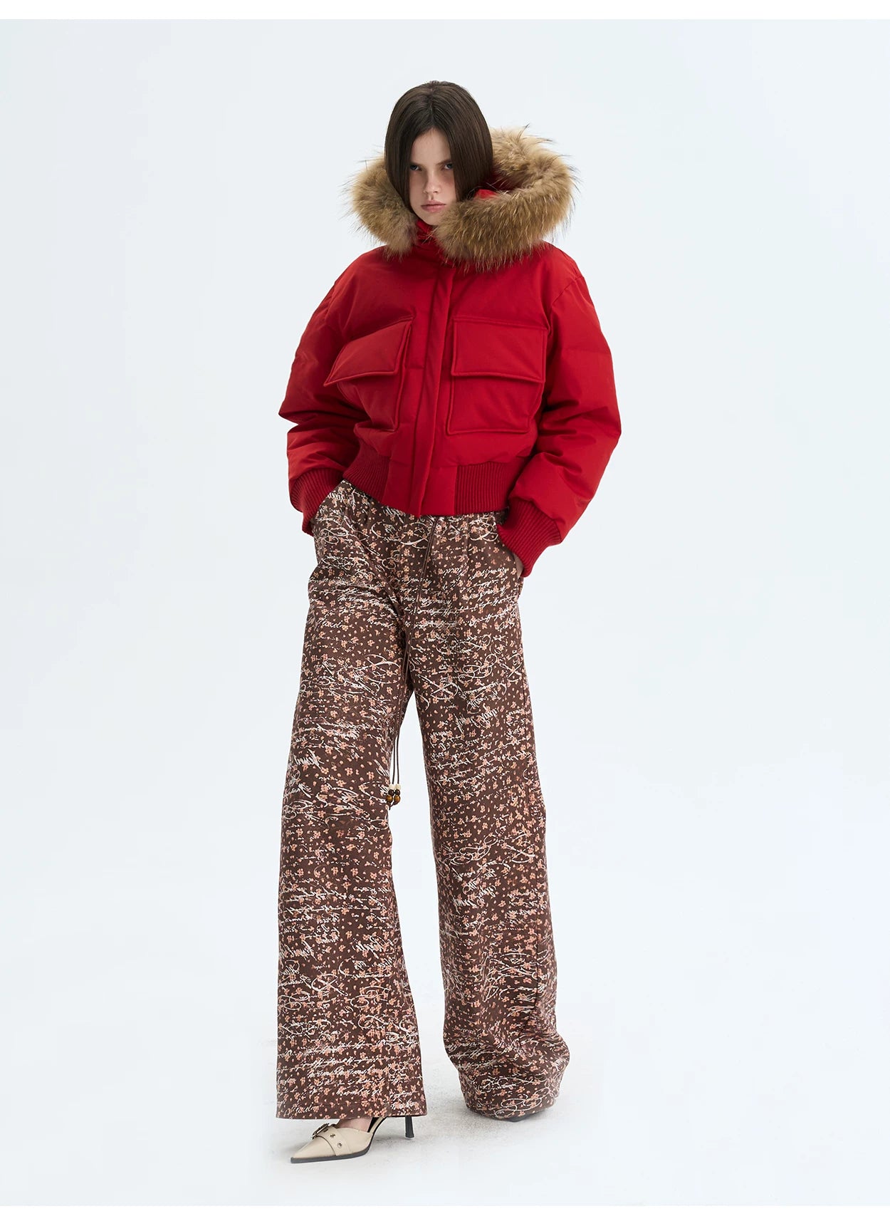 Vintage Printed Short Down Jacket