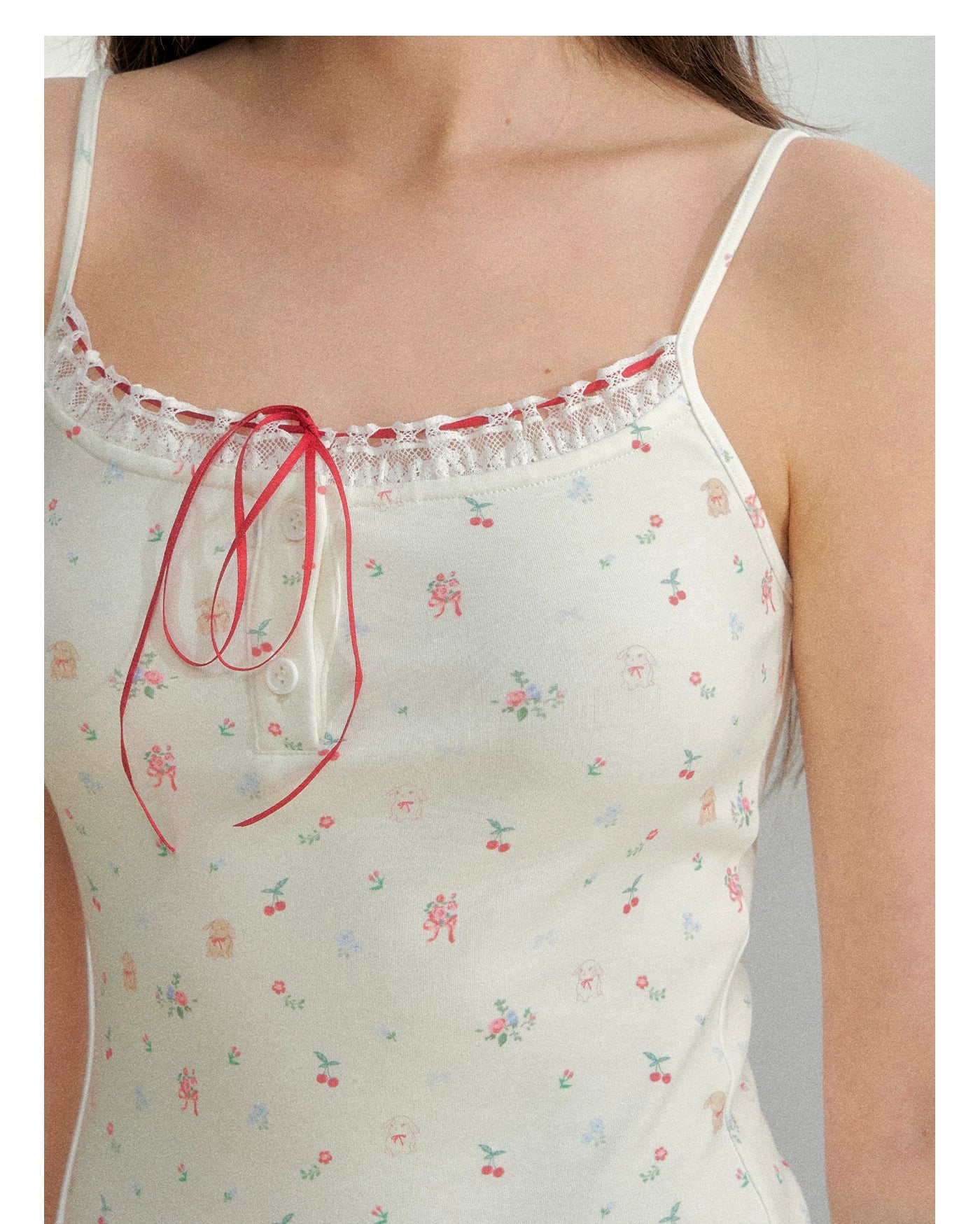 Sweet Oxygen Cotton Lace Trim Camisole