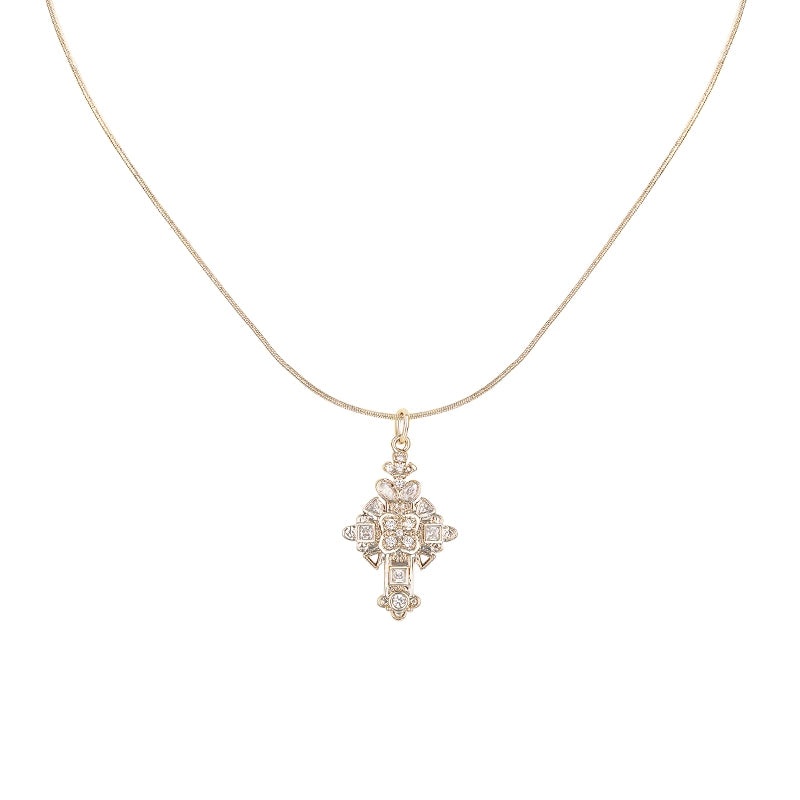 Full Diamond Retro Cross Choker - CHINASQUAD