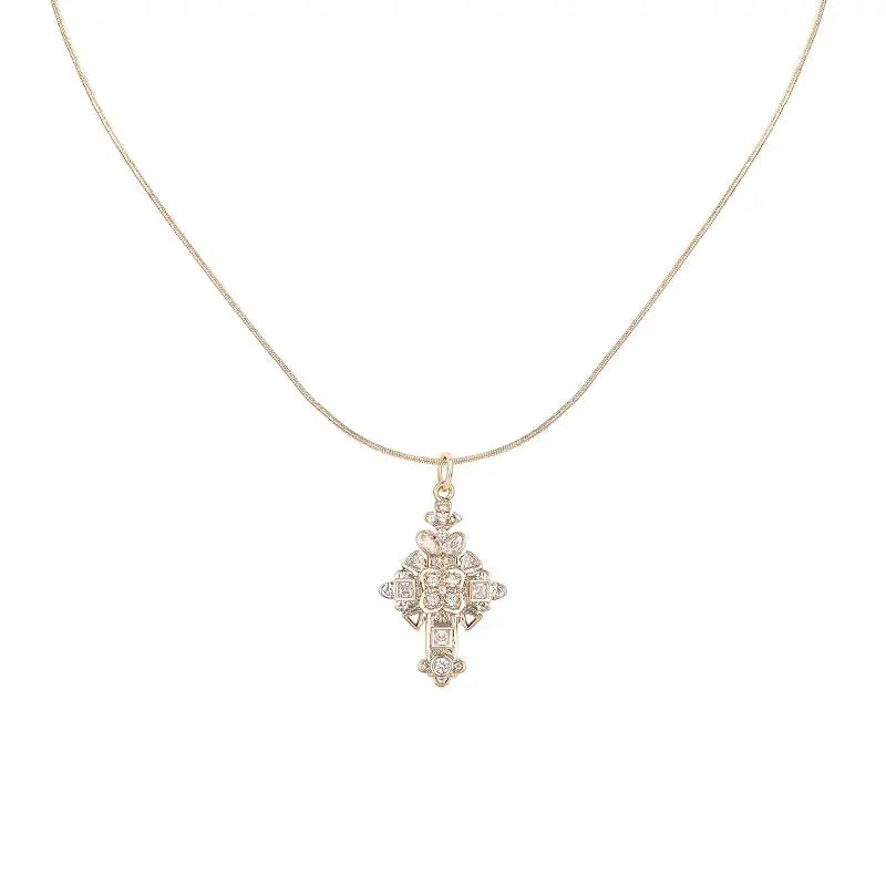 Full Diamond Retro Cross Choker - CHINASQUAD