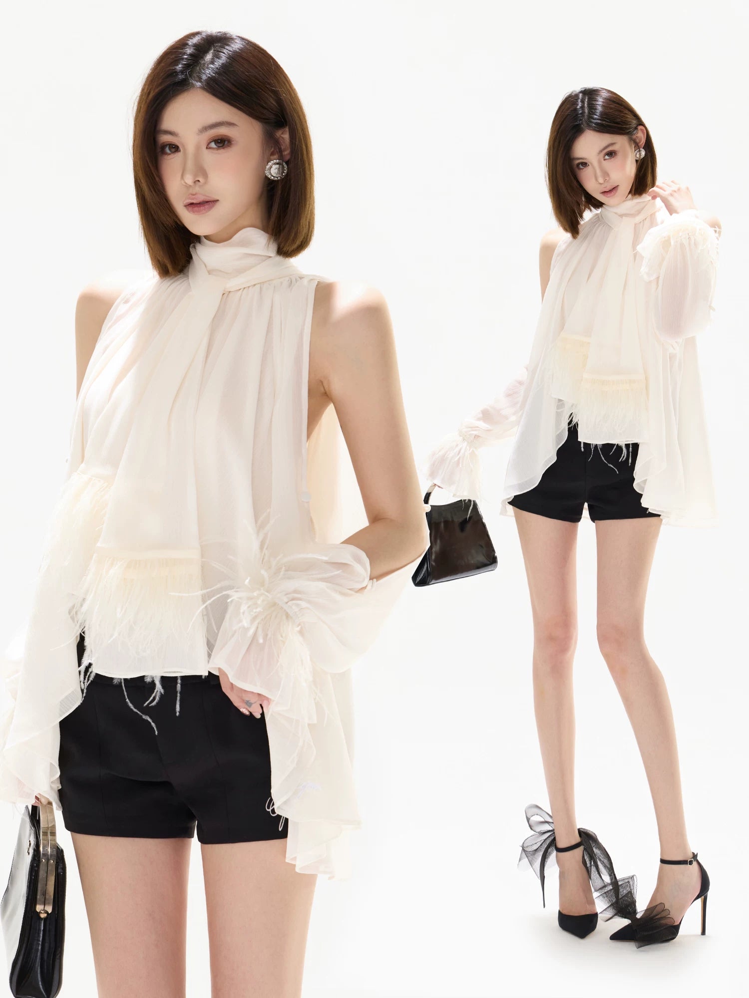 Vintage Court Halterneck Chiffon Sleeveless Blouse