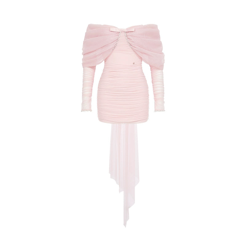 Reve Beaded Bow Strapless Mini Dress - CHINASQUAD