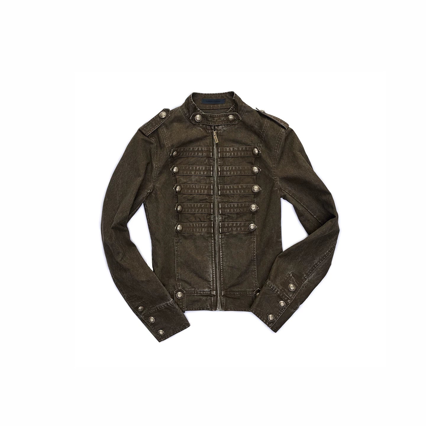 Double-Breasted Distressed Canvas Jacket