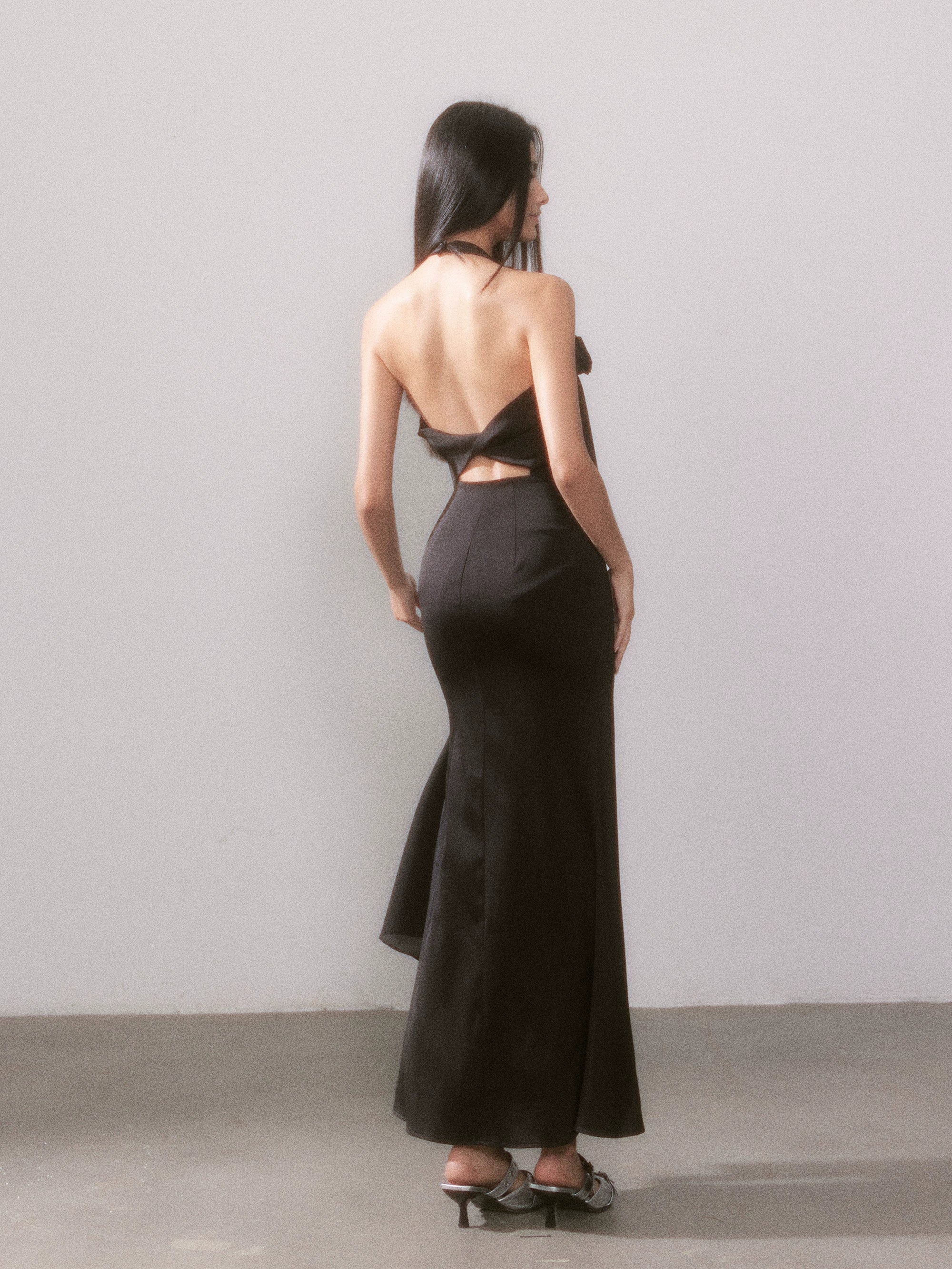 Ouro Shiny Satin Long Dress - CHINASQUAD