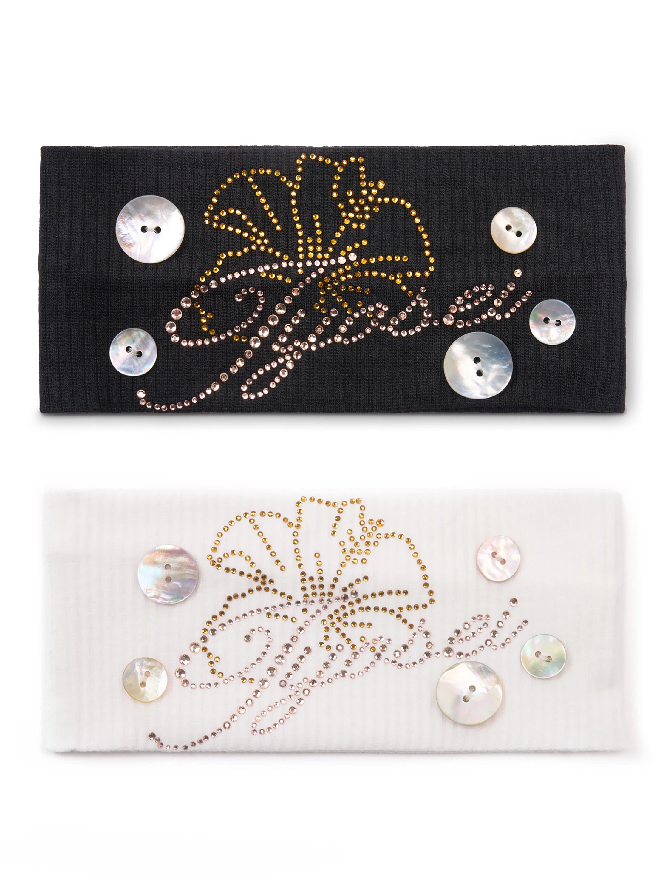 Shell Embellished Stretch Ribbed Headband