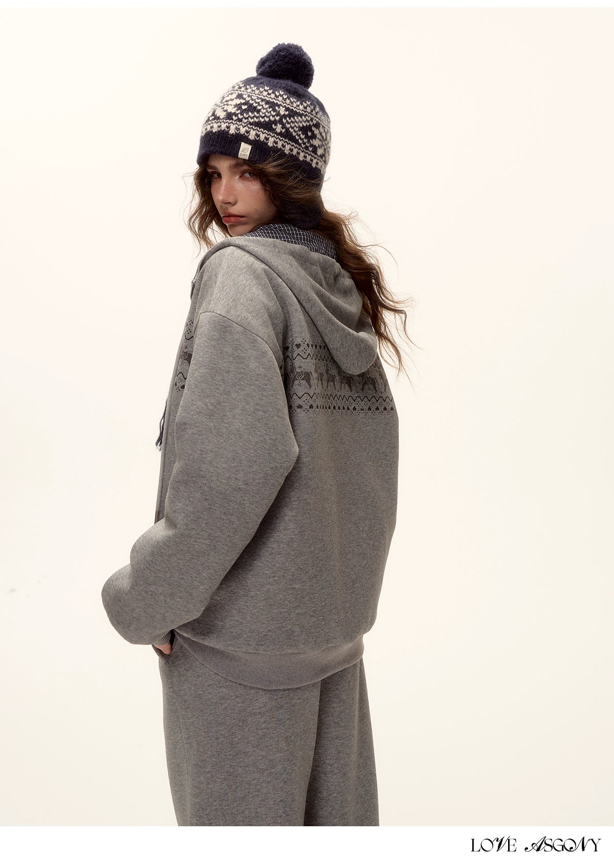 Zip-up Plaid Hoodie & Wide-Leg Pants Set