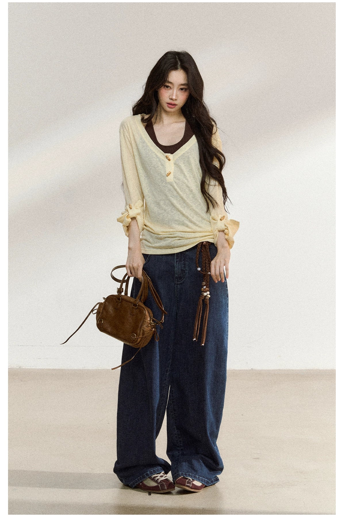 Textured Silk-Blend V-Neck Pullover & Tank Top Set - CHINASQUAD