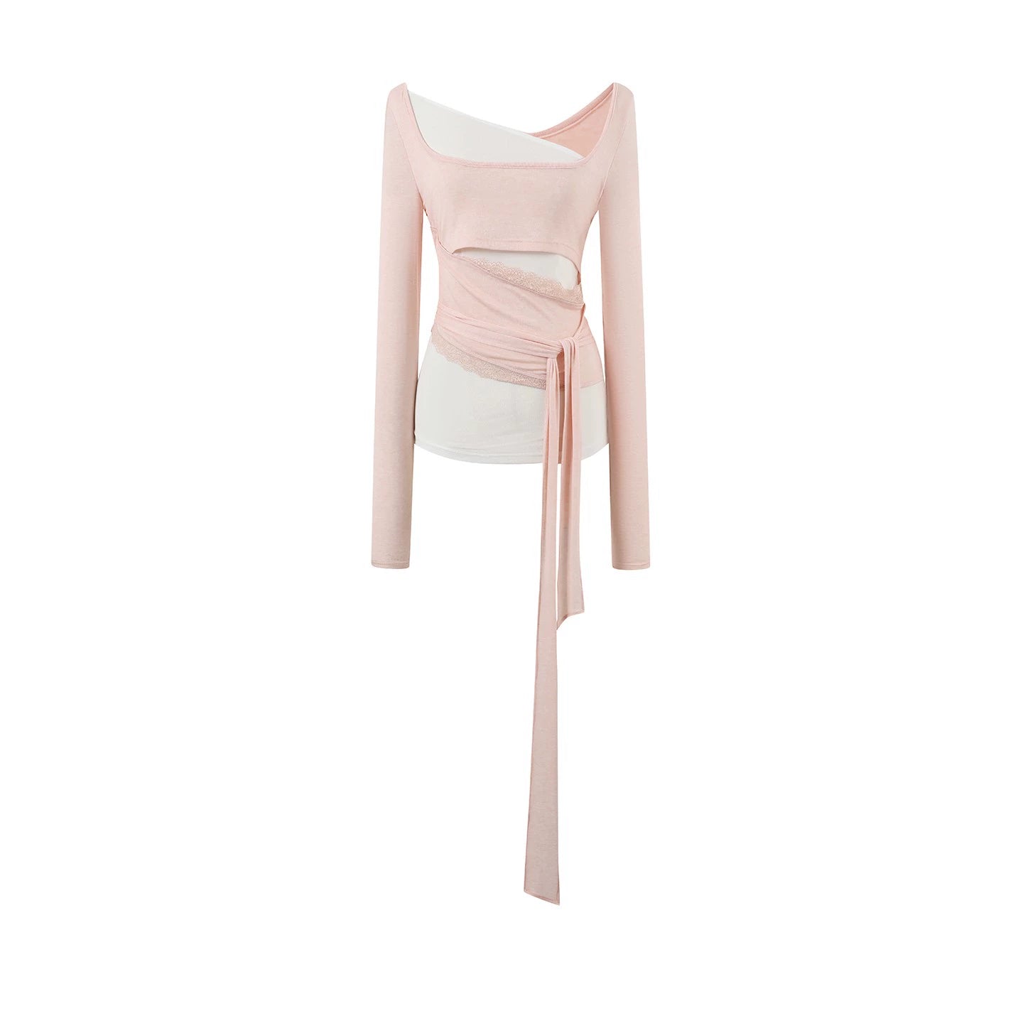 Layered Mesh-Knit Asymmetric Slim-Fit T-Shirt - CHINASQUAD