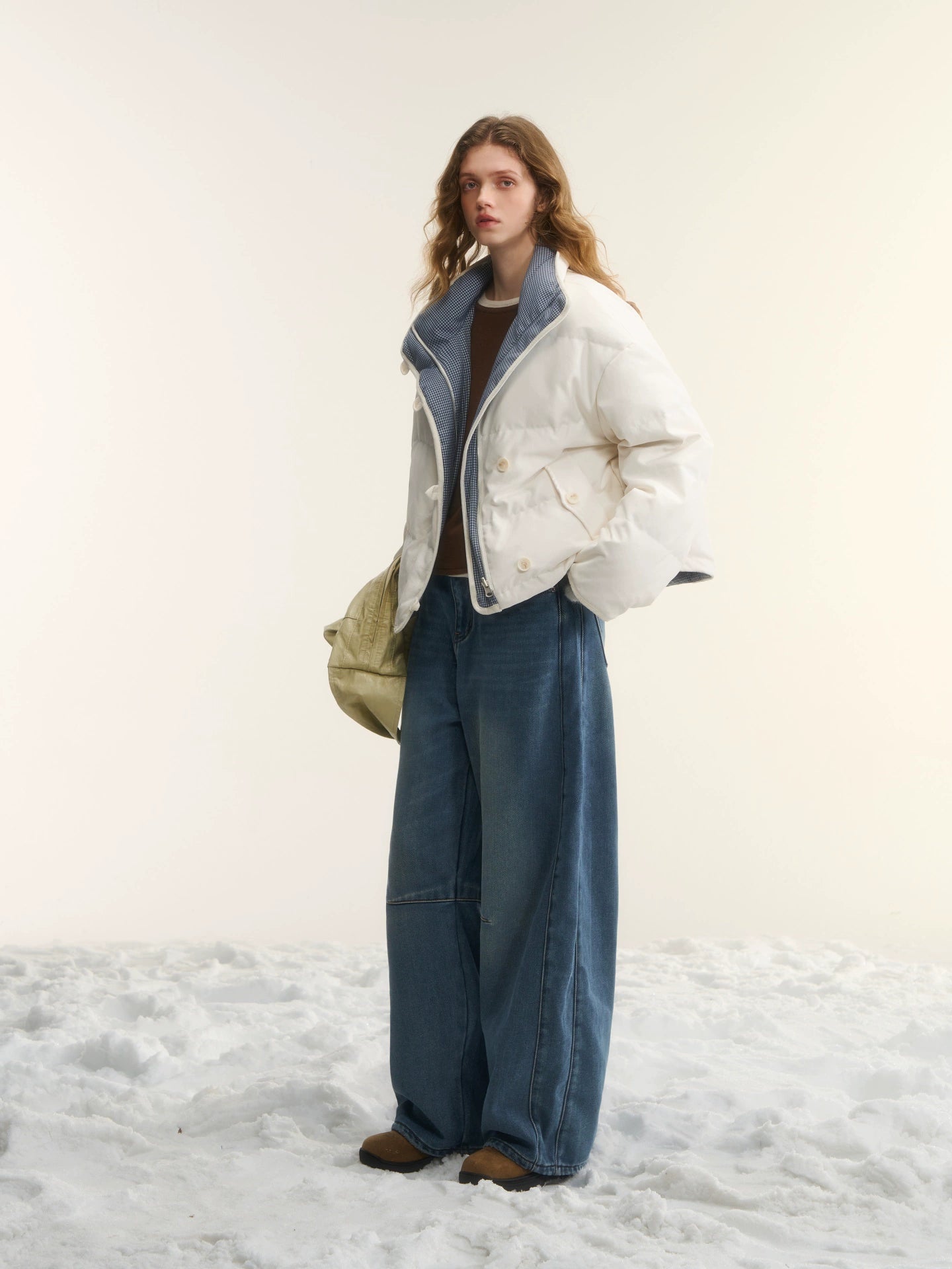 Washed Sculpted Loose-Fit Denim Pants
