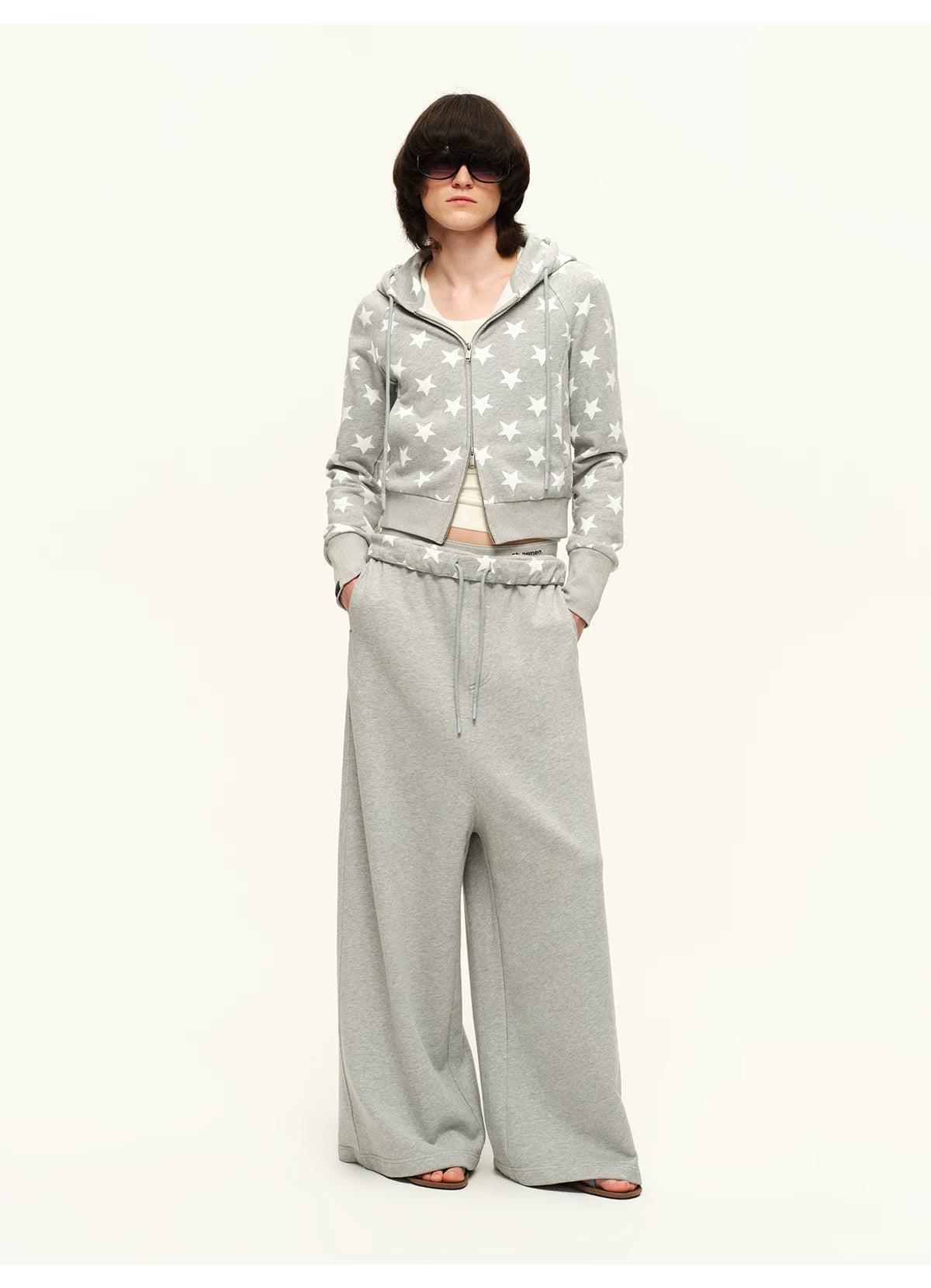 Hooded Sweatshirt & Wide-Leg Sweatpants Set