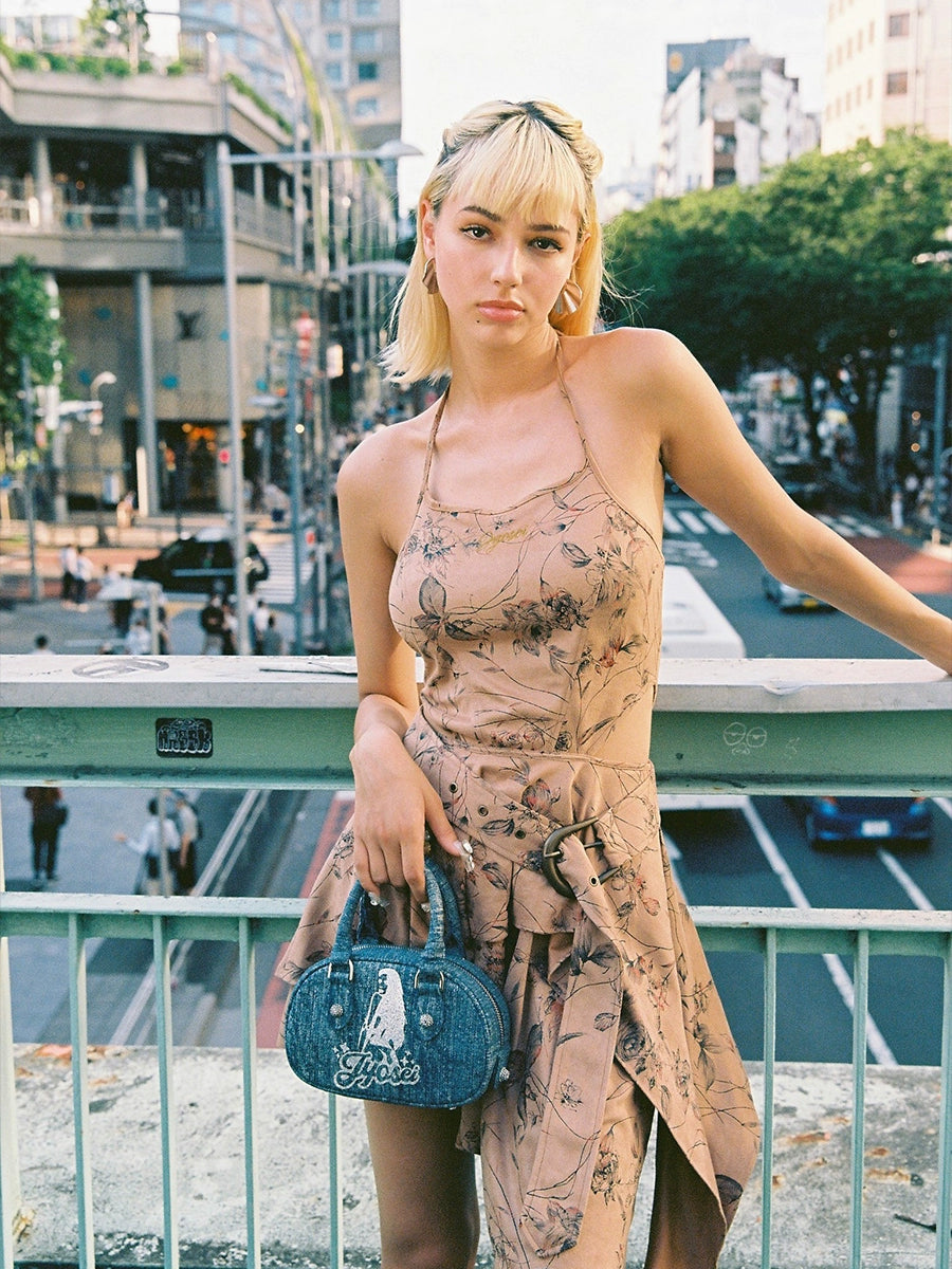 Vintage Halter Asymmetric Bodycon Dress