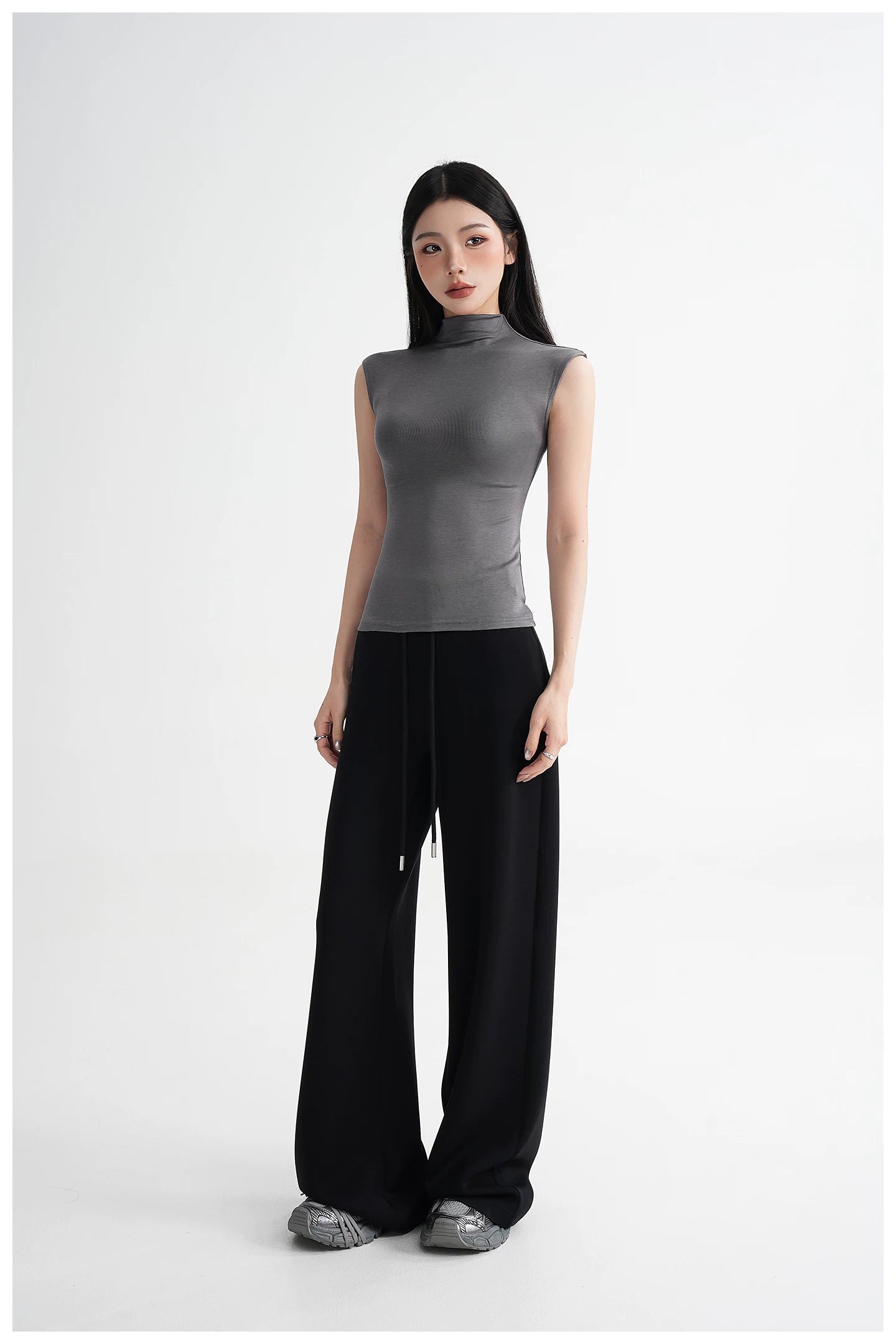 High-Waisted Knit Wide-Leg Trousers