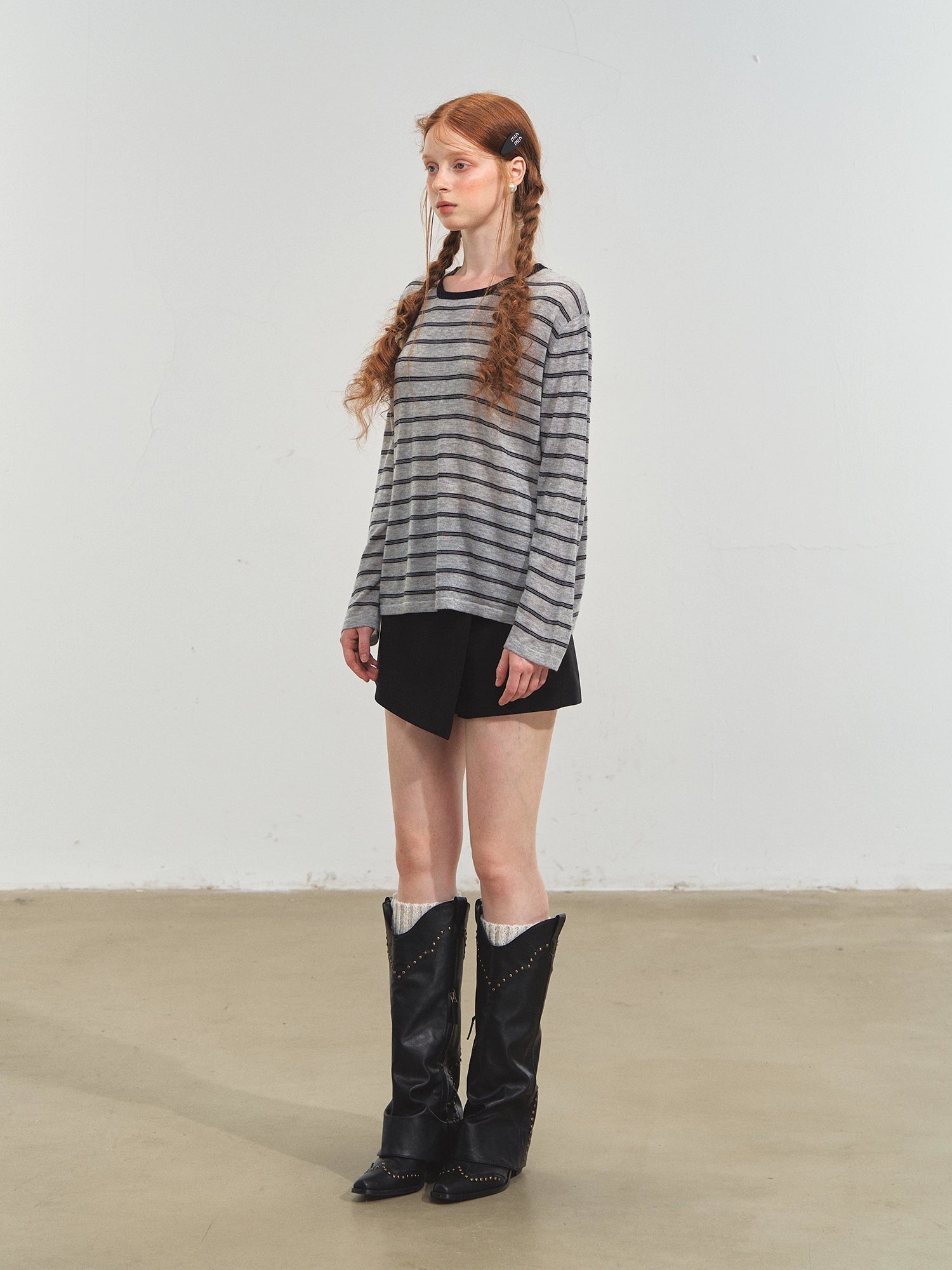 Retro Stripe Versatile Knit T-Shirt