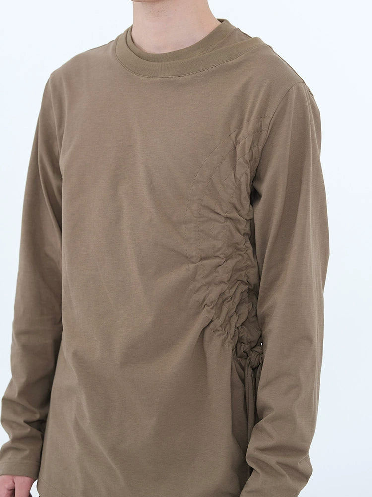 Ochre & Light Brown Drawstring Long-Sleeve T-Shirt - CHINASQUAD