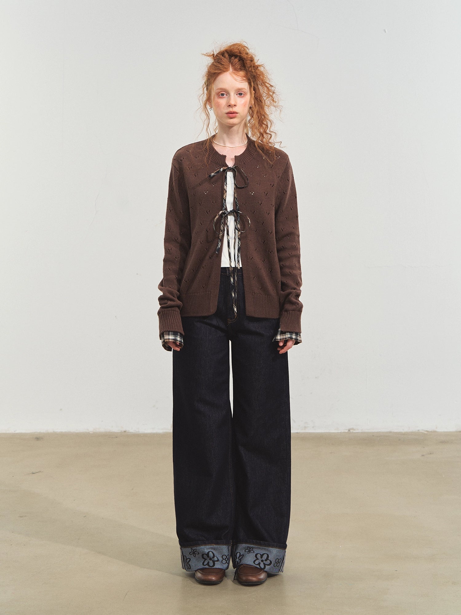 Vintage Plaid Tie-Front Cardigan - CHINASQUAD