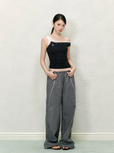 Color-block Lace Irregular Backless Vest - CHINASQUAD