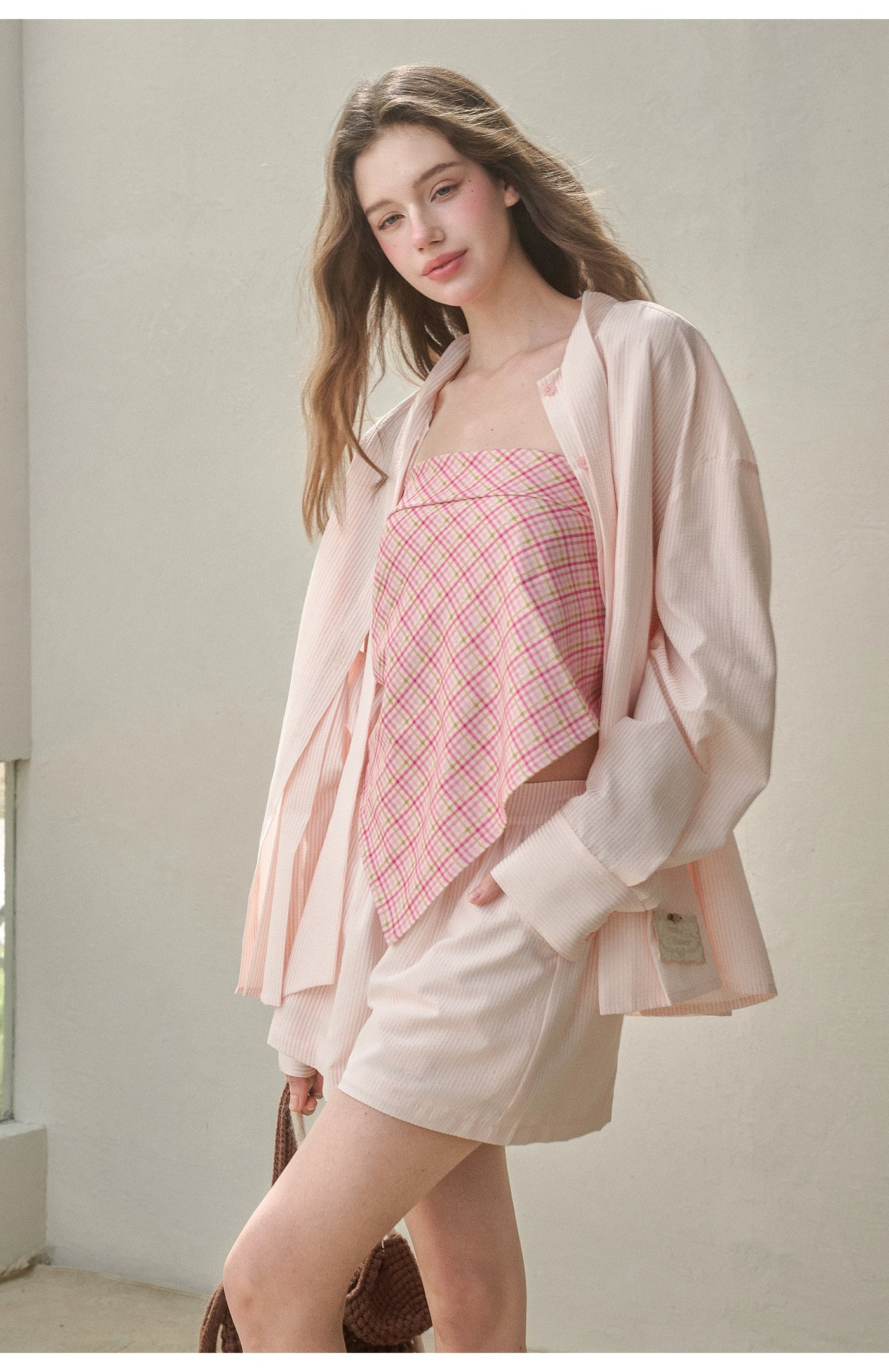 "Perfume Memoir" Tencel Cotton Bow Blouse Set