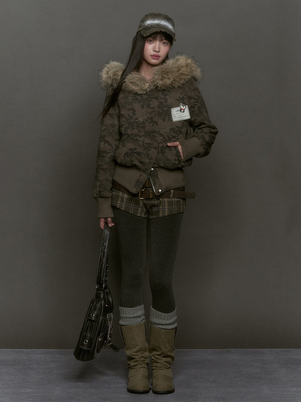 Faux Fur Lined Zipper Fur Collar Jacket - CHINASQUAD