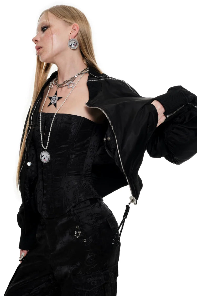 White & Black Jacquard Corset - CHINASQUAD