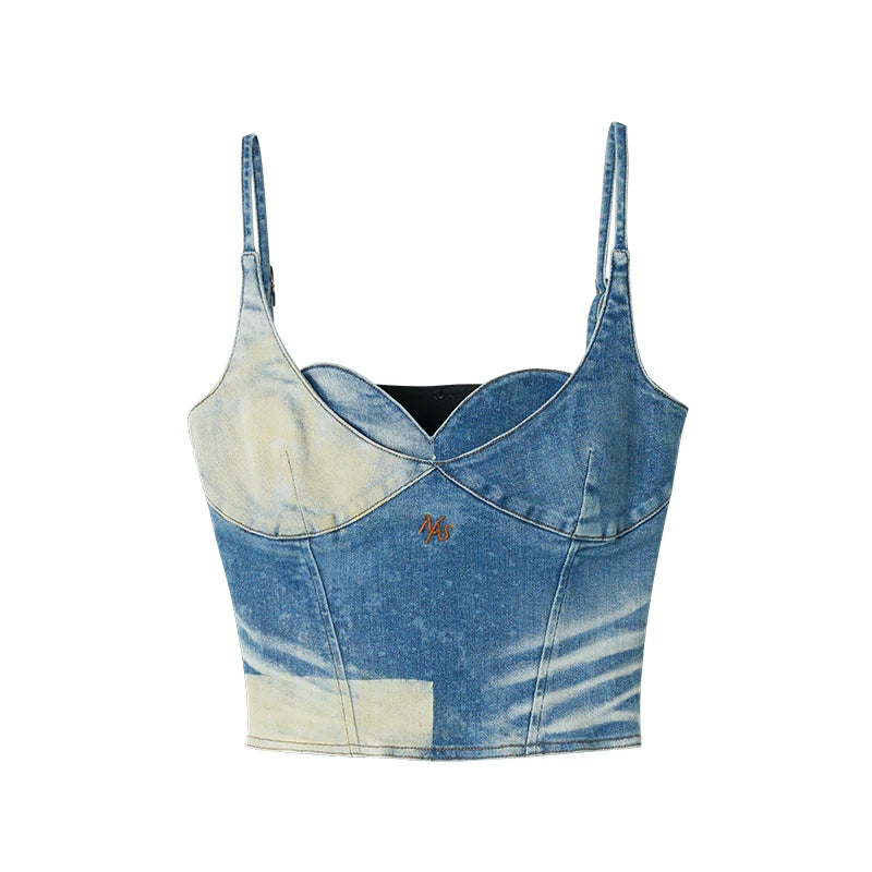Equestrian Contrast Panel Denim Camisole