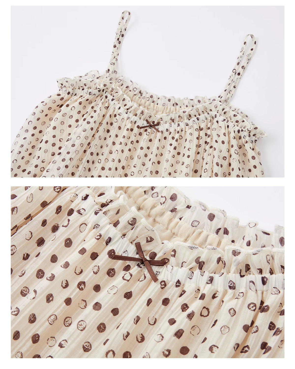 Sheer Polka Dot Asymmetric Ruffle Camisole