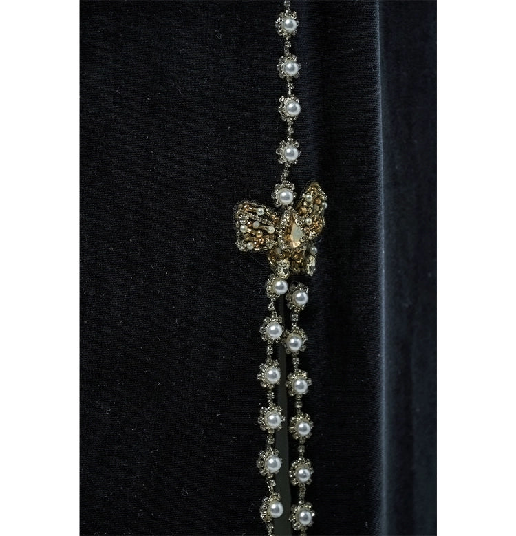 Elegant Black Velvet Couture Gown